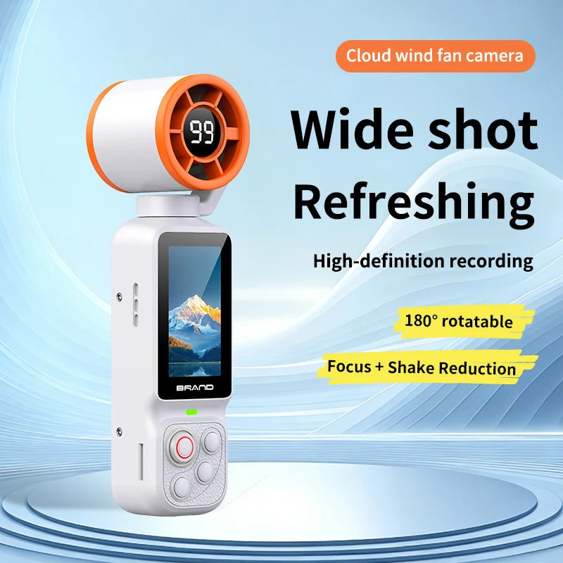 Lenovo Handheld Fan Gimbal Camera 2-in-1 With Power Display, Anti Shake Recording Lens Rotatable Handheld Gimbal Pocket Camera