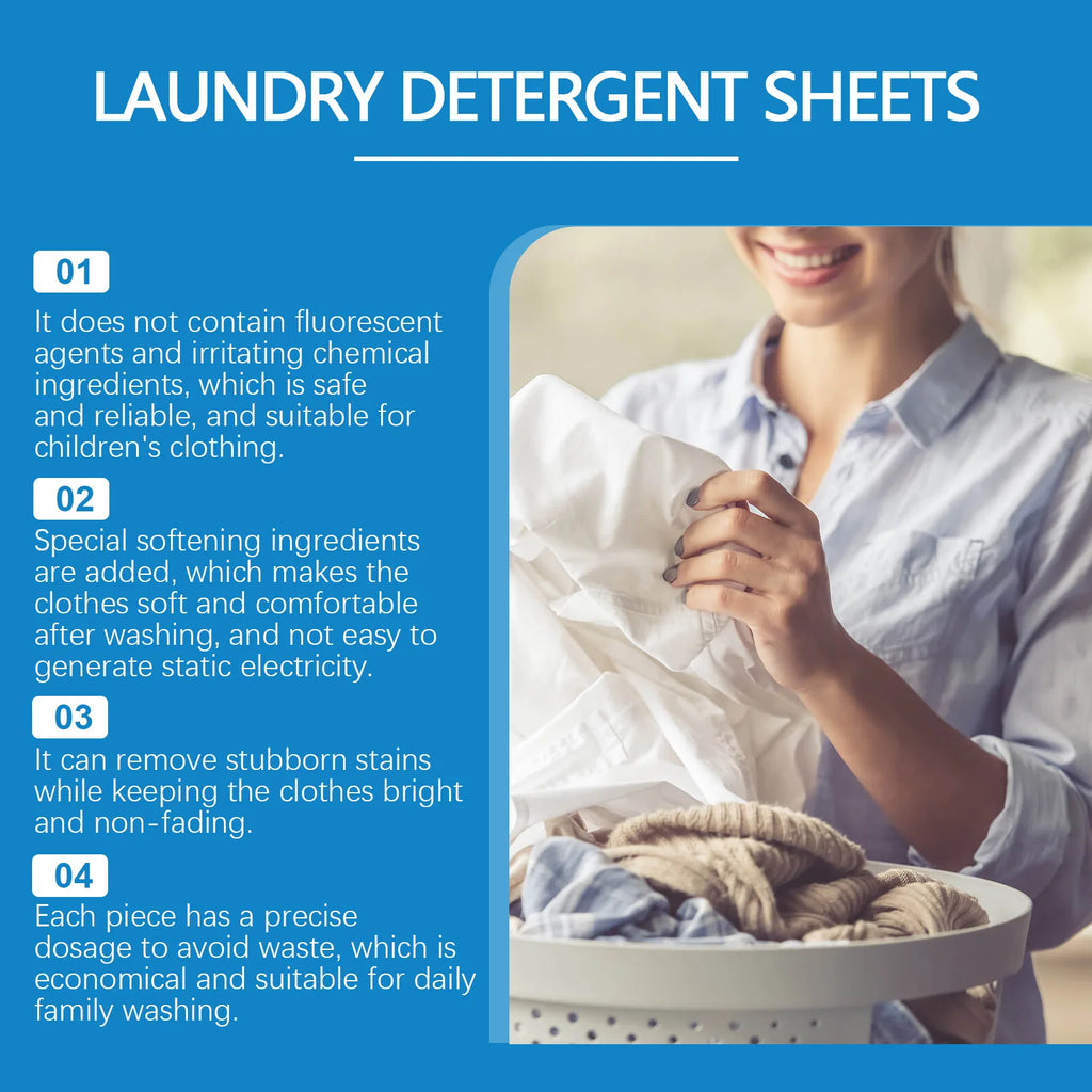 Eco-friendly laundry detergent sheets by Trenches of Mariana, compact cleaning pods with a fresh scent for sensitive skin.