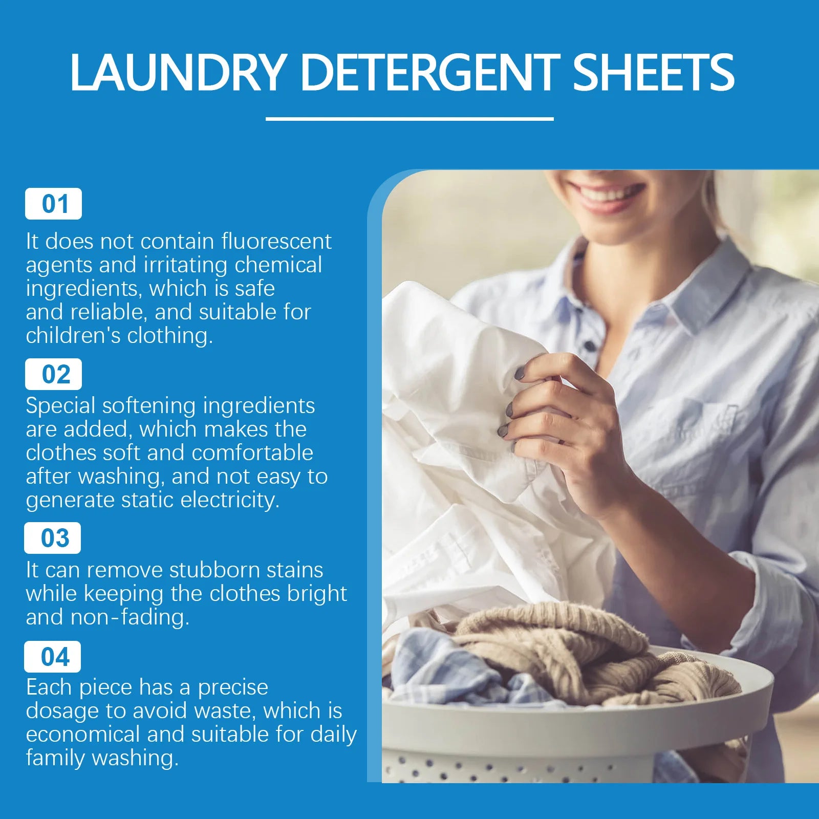 Eco-friendly laundry detergent sheets by Trenches of Mariana, compact cleaning pods with a fresh scent for sensitive skin.