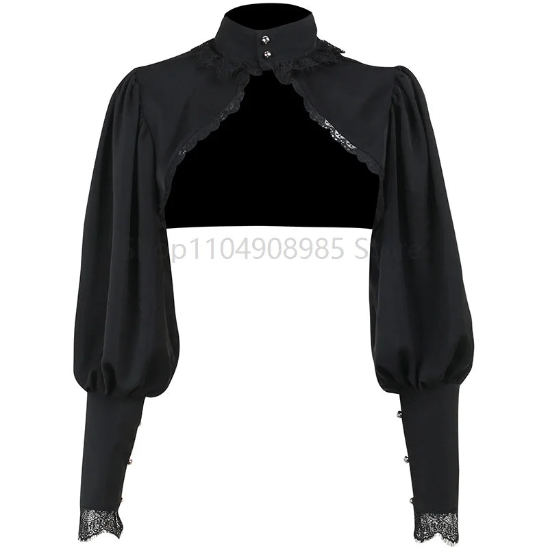 Lace Shrugs Women Puff Long Sleeve Half Top Blouse Ruffled Detachable False Fake Collar Costume Accessories by Trenches of Mariana