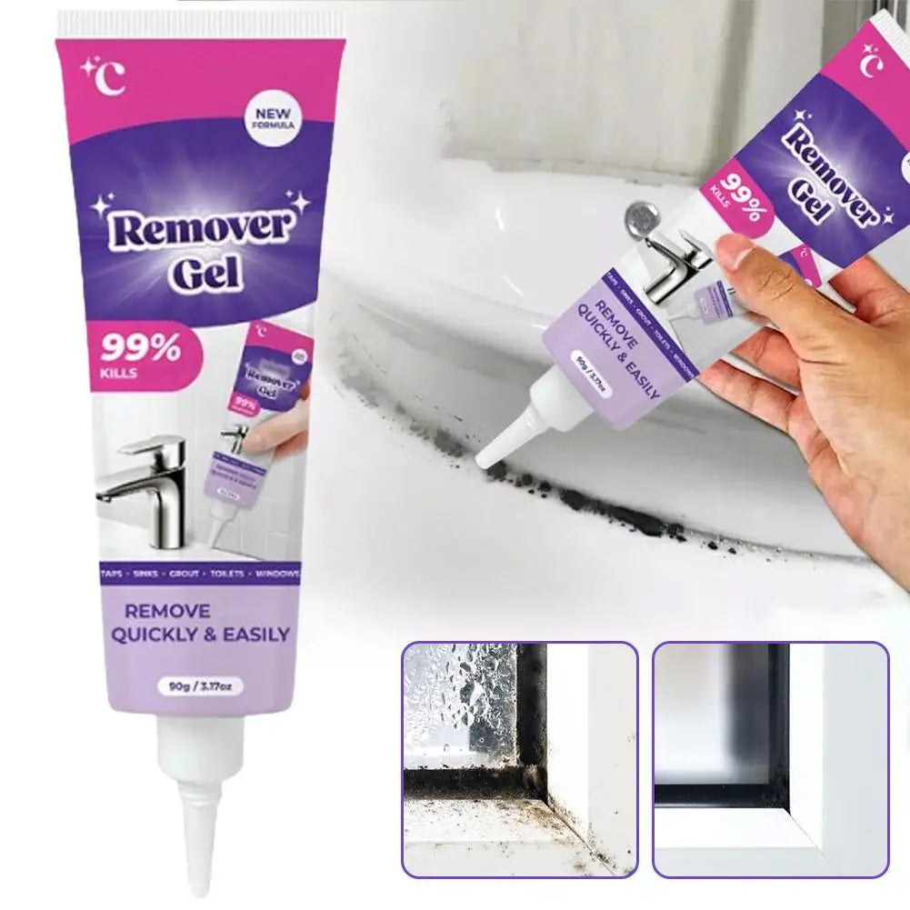 Trenches of Mariana mold remover gel for kitchen and bathroom, showing the cleaning gel applied to remove mold from rubber seals