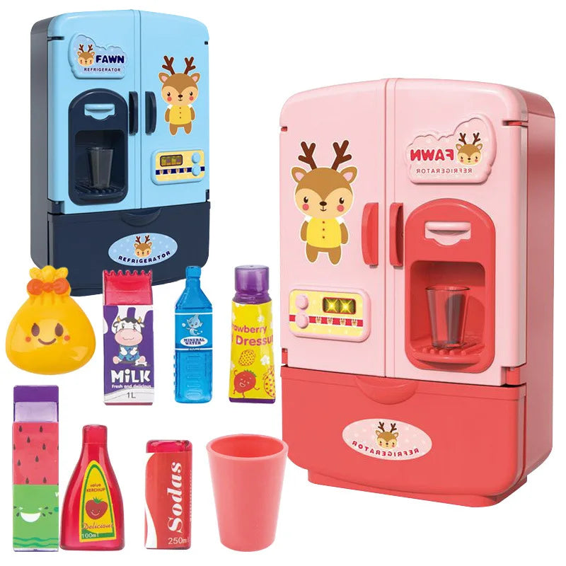 Kids Toy Fridge Mini Double Door Refrigerator Baby Toys Furniture Simulation Pretend Play Kitchen Toys Accessories Role Play by Trenches of Mariana