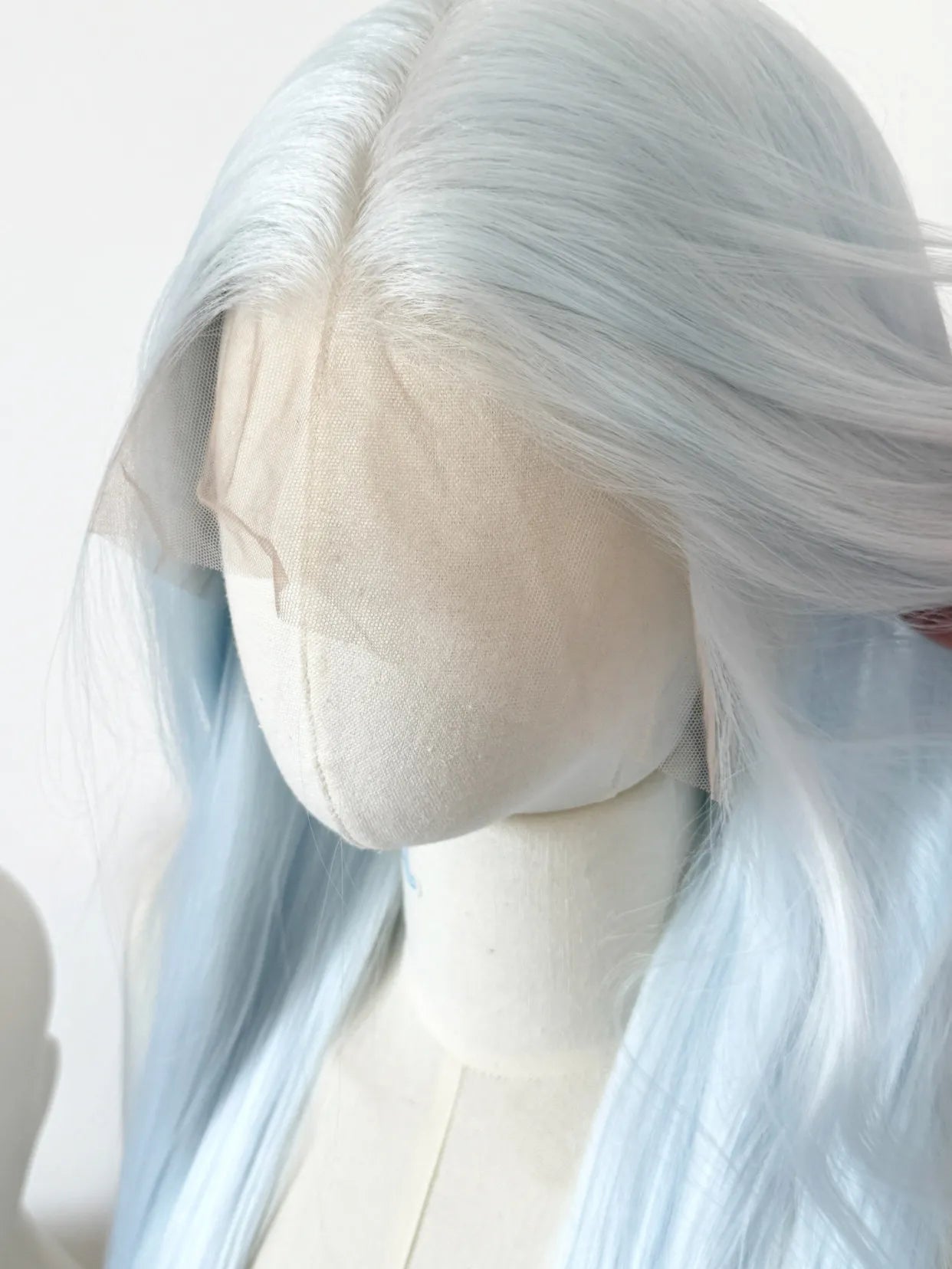 White Blue Lace Front Wig 13x4 HD 26inch Long Straight Synthetic