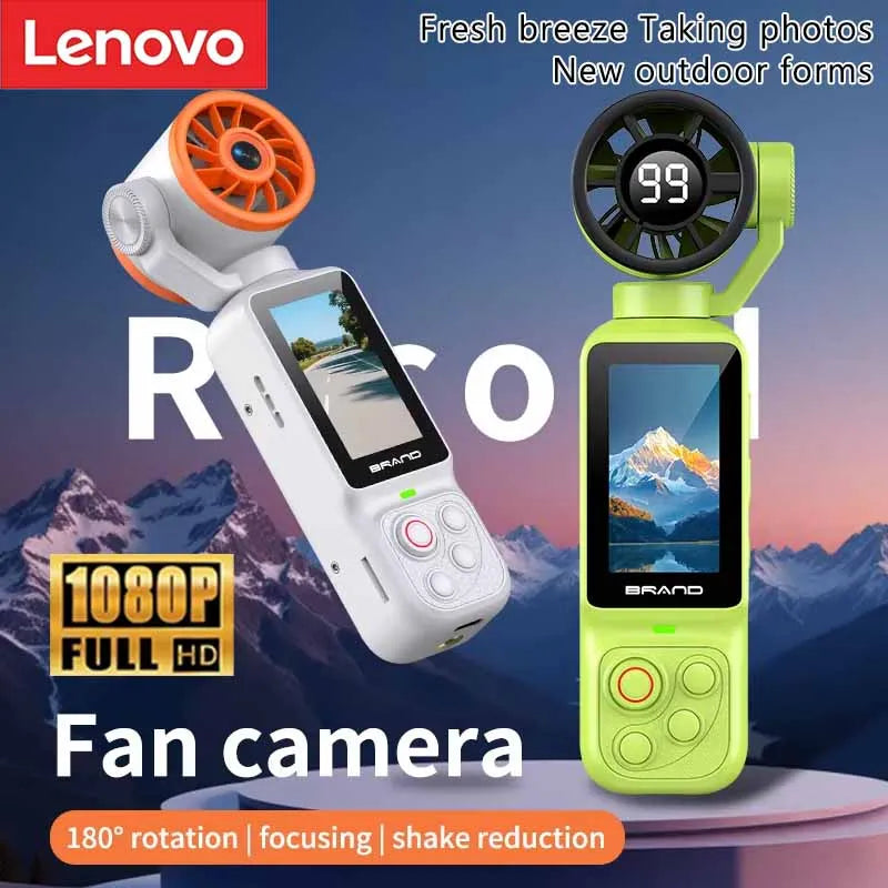 Lenovo Handheld Fan Gimbal Camera 2-in-1 With Power Display, Anti Shake Recording Lens Rotatable Handheld Gimbal Pocket Camera