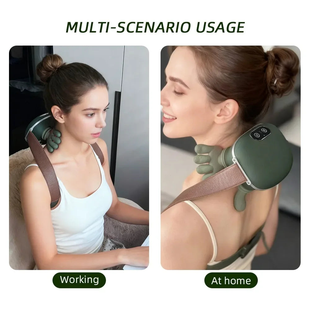 Neck Massager Portable Rechargeable Shoulder Cervical Massager Real Hand Kneading Soreness Relief Massager For Home Travel by Trenches of Mariana
