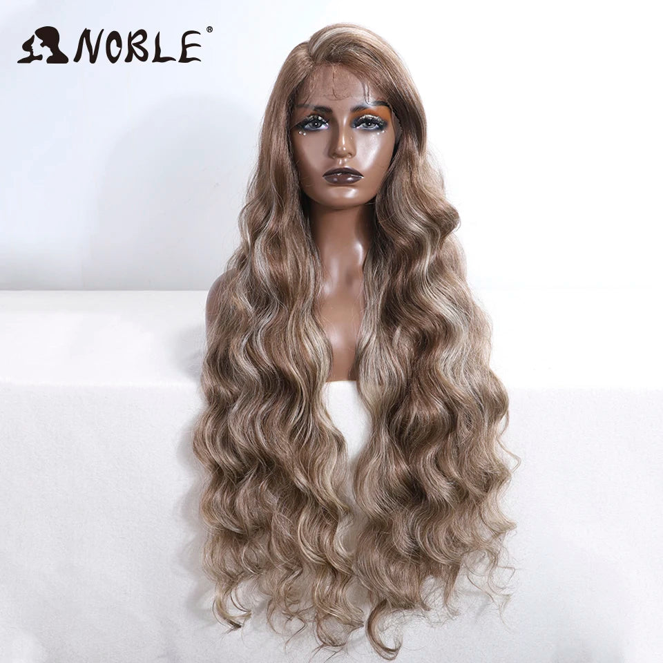 Noble Synthetic Lace Front Wig Long Wavy Side Part Body Wavy Lace Front Wig For Women Lace Front Wig Ombre Blonde Cosplay Wig by Trenches of Mariana