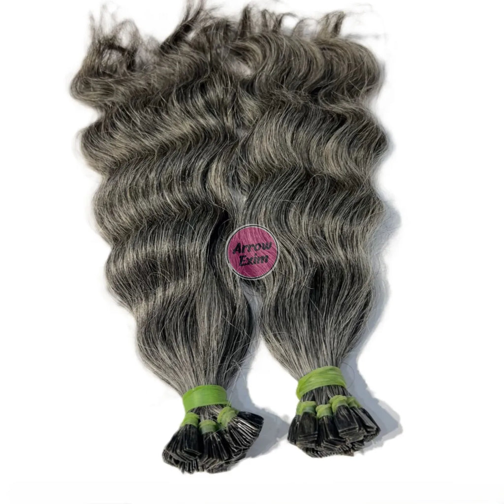 High Quality Arrow Exim AE10032026 Flat Tip 100% Natural Raw Indian Hair Extensions Remy Grade Wavy Texture Strands Machine