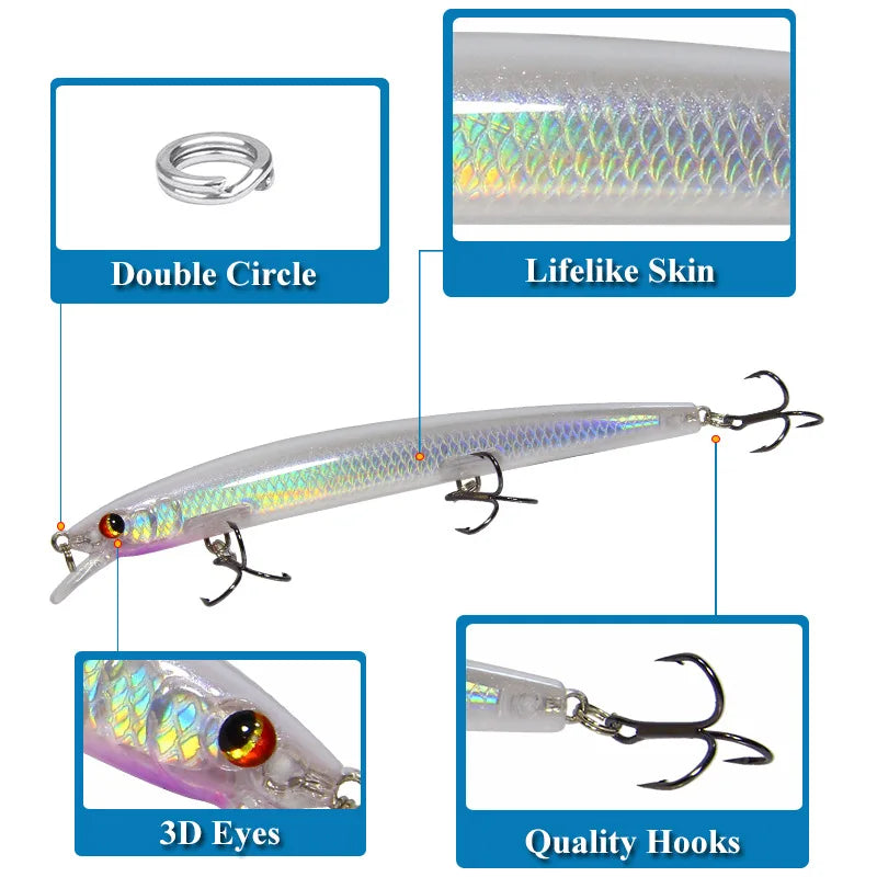 Big Laser Minnow Fishing Lures 13.5cm 15g