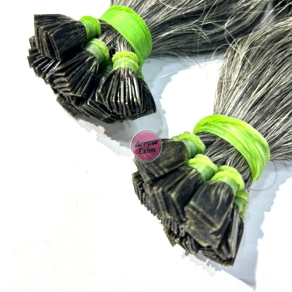 High Quality Arrow Exim AE10032026 Flat Tip 100% Natural Raw Indian Hair Extensions Remy Grade Wavy Texture Strands Machine