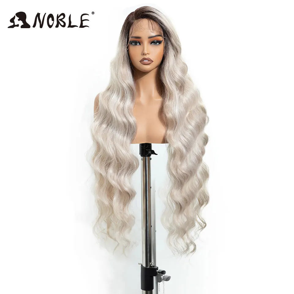 Noble Synthetic Lace Front Wig Long Wavy Side Part Body Wavy Lace Front Wig For Women Lace Front Wig Ombre Blonde Cosplay Wig by Trenches of Mariana
