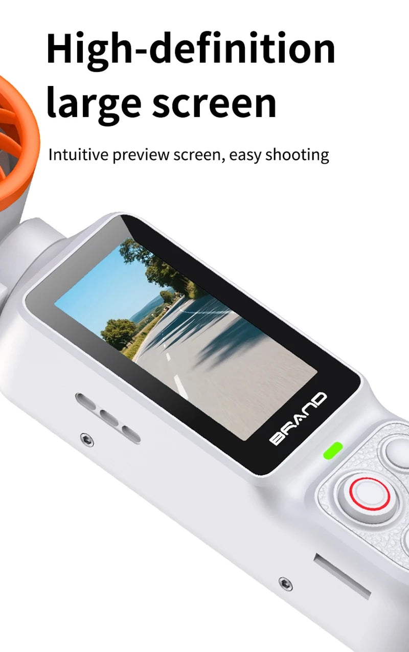 Lenovo Handheld Fan Gimbal Camera 2-in-1 With Power Display, Anti Shake Recording Lens Rotatable Handheld Gimbal Pocket Camera