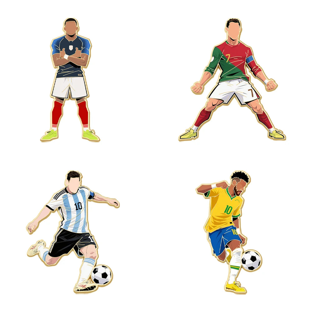 4pcs Football Player Enamel Brooch Creative Design Sport Metal Badge Punk Lapel Pin Jewelry Friend Gift by Trenches of Mariana