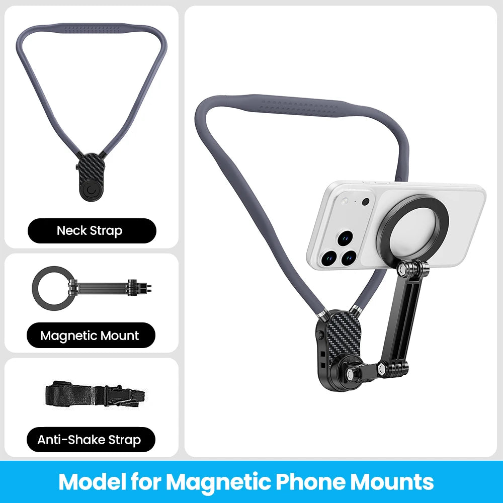 Neck Hanging Phone Holder First Person Perspective Shooting of Self Media Live Streaming Action Camera Magnetic 360 Rotate Stand