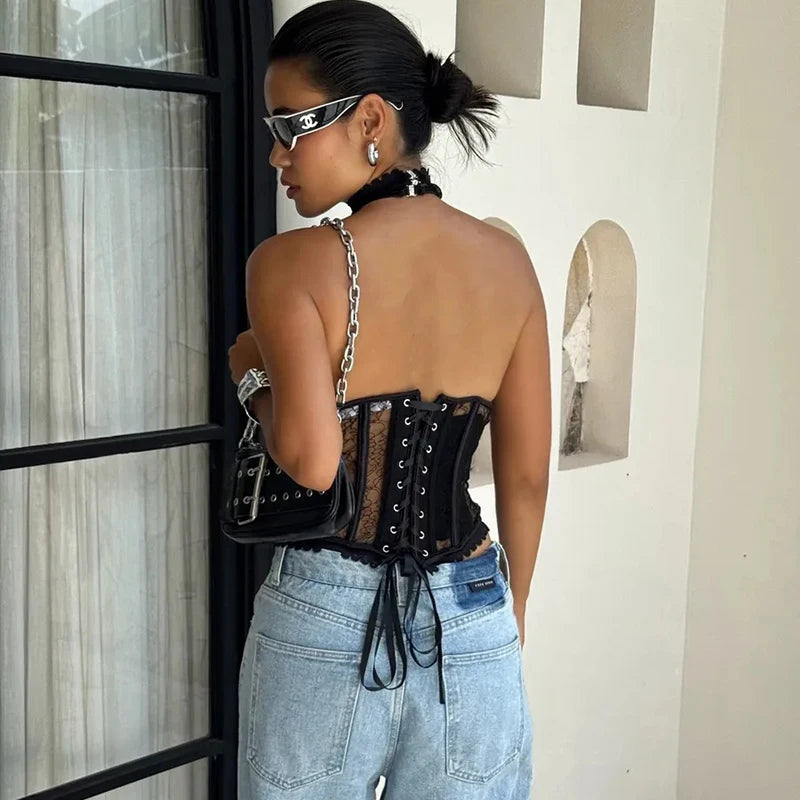 Y2K LACE CORSET TOP