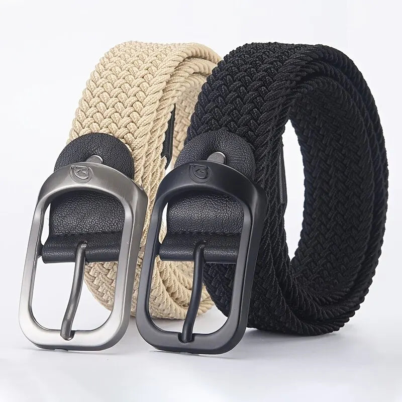 Casual woven elastic men's and women's climbing and outdoor sports belt by Trenches of Mariana, no punching needed, versatile fashion accessory