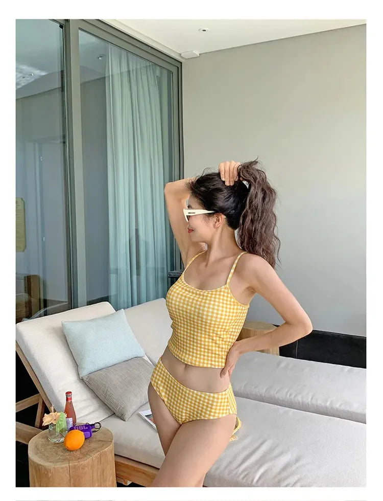 4-PC CONSERVATIVE YELLOW SWIMSUIT