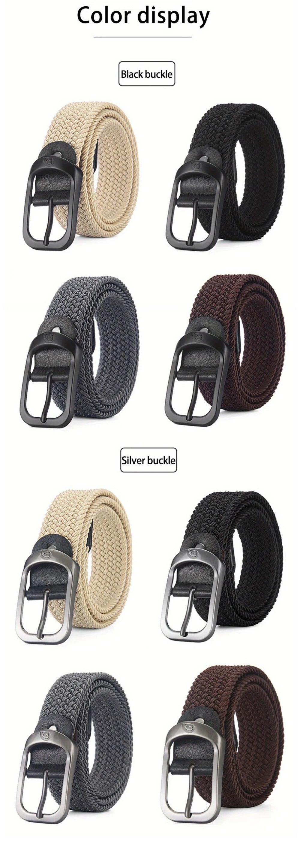 Casual woven elastic men's and women's belt from Trenches of Mariana, suitable for outdoor sports, climbing, and casual wear.