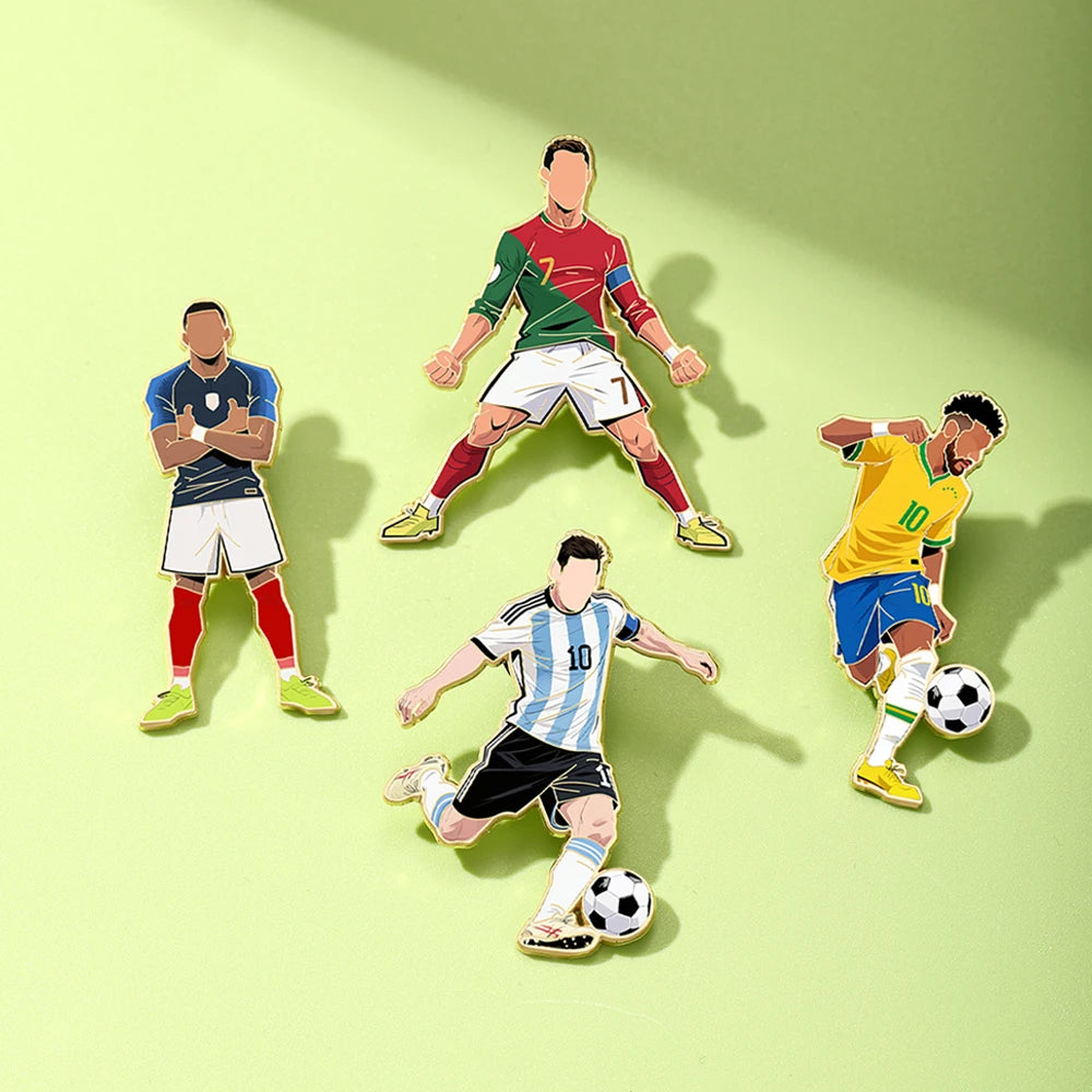 4pcs Football Player Enamel Brooch Creative Design Sport Metal Badge Punk Lapel Pin Jewelry Friend Gift by Trenches of Mariana
