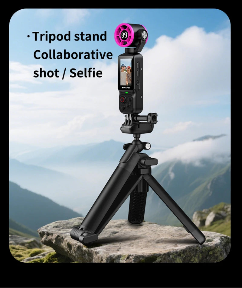 Lenovo Handheld Fan Gimbal Camera 2-in-1 With Power Display, Anti Shake Recording Lens Rotatable Handheld Gimbal Pocket Camera