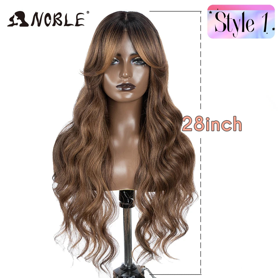 Noble Synthetic Lace Front Wig Long Wavy Side Part Body Wavy Lace Front Wig For Women Lace Front Wig Ombre Blonde Cosplay Wig by Trenches of Mariana
