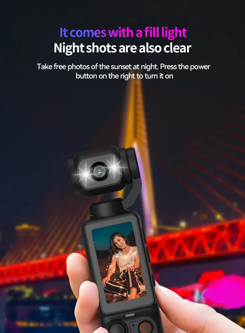 Action Camera 4k Handheld Pocket Digital Camcorder 3-axis Gimbal Stabilization IR Night Vision Vlog Videos Camera For Gift