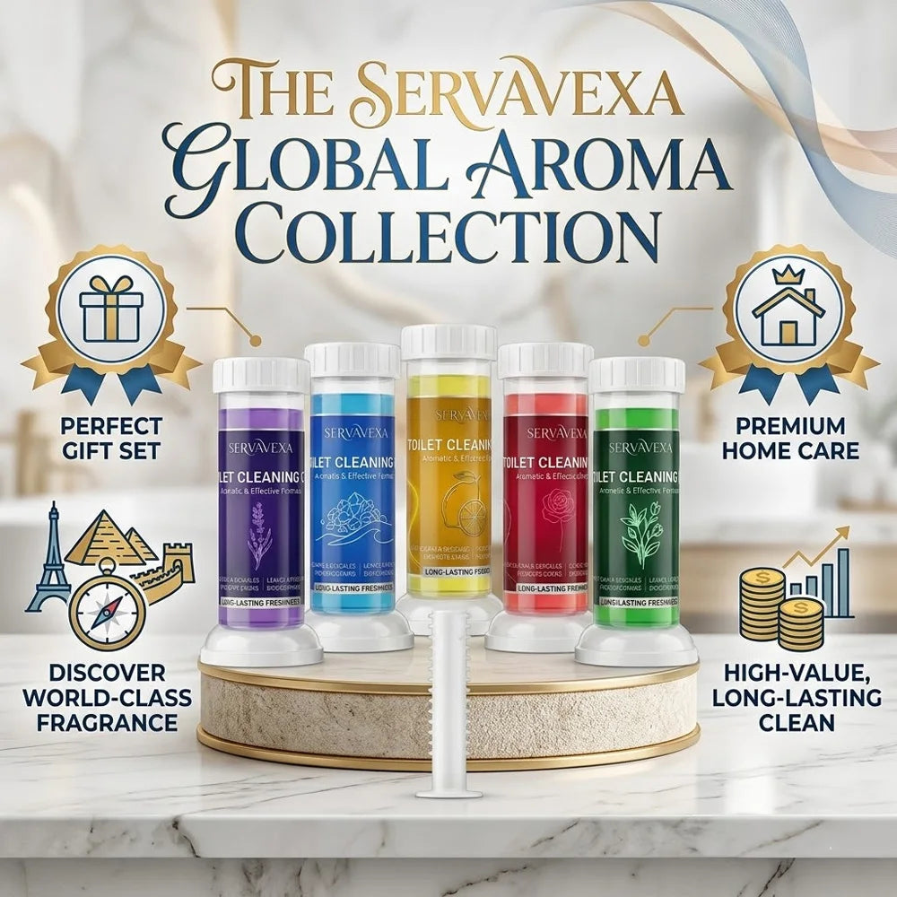 Trenches of Mariana SERVAVEXA 5-pack toilet cleaning gel kit with floral scent, includes stains and limescale remover, deodorizer, and cleaner