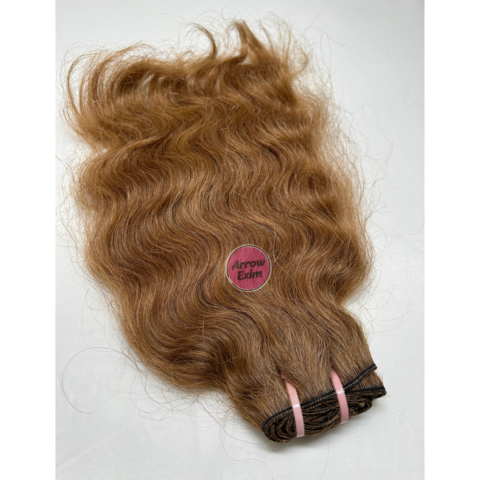 Arrow Exim Honey Blonde Curly Remy Indian Hair Extensions No Shedding Machine Double Weft Weave Bundle 100g