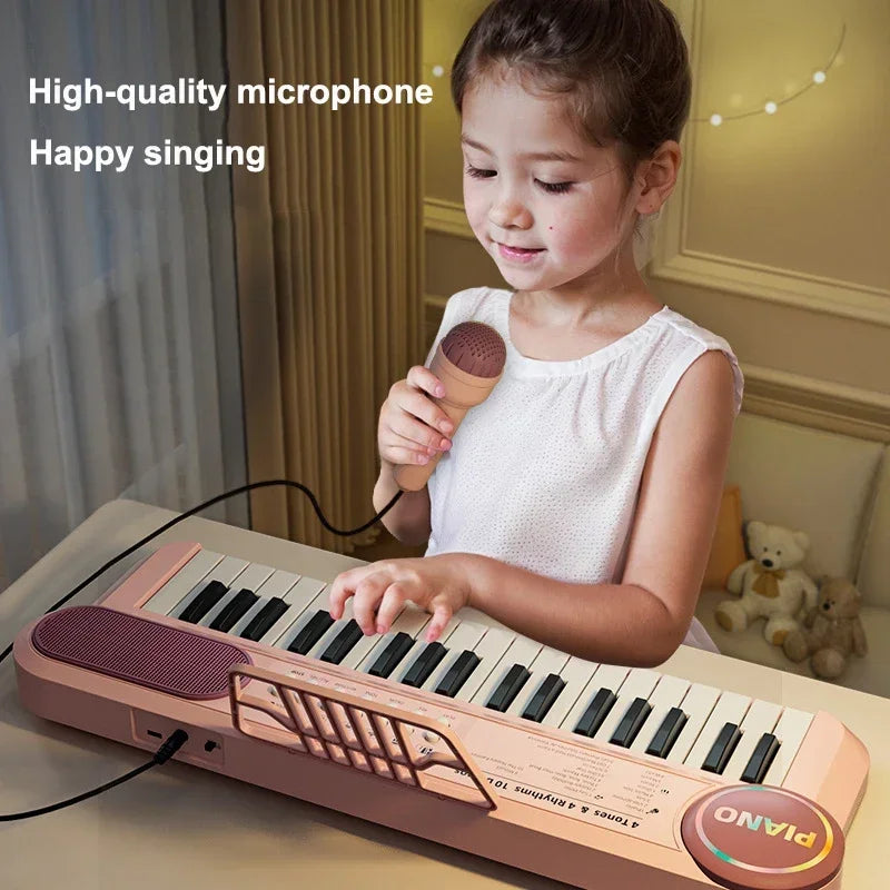 Kids Electric Piano 37 Baby Keyboard with Microphone Singing Songs Development Educational Toy Musical Instrument Games Children by Trenches of Mariana
