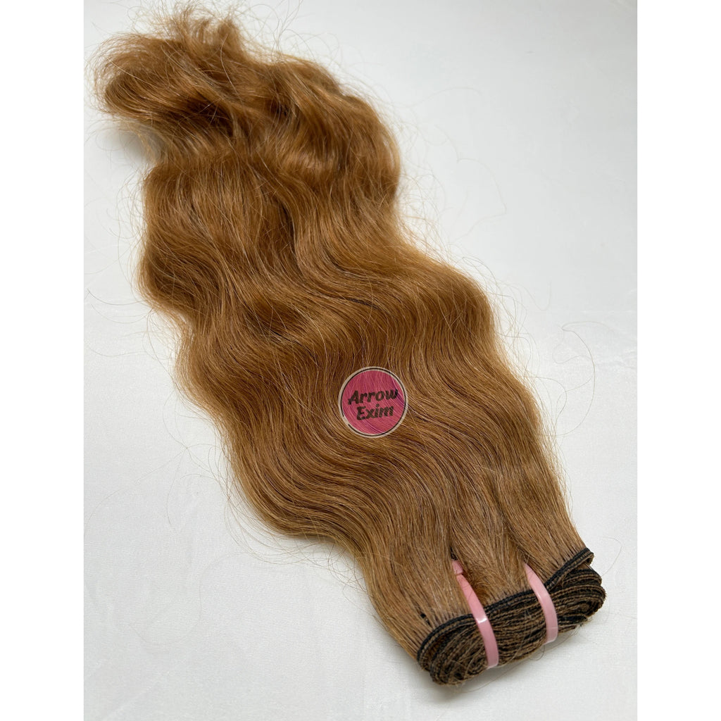 Arrow Exim Honey Blonde Curly Remy Indian Hair Extensions No Shedding Machine Double Weft Weave Bundle 100g