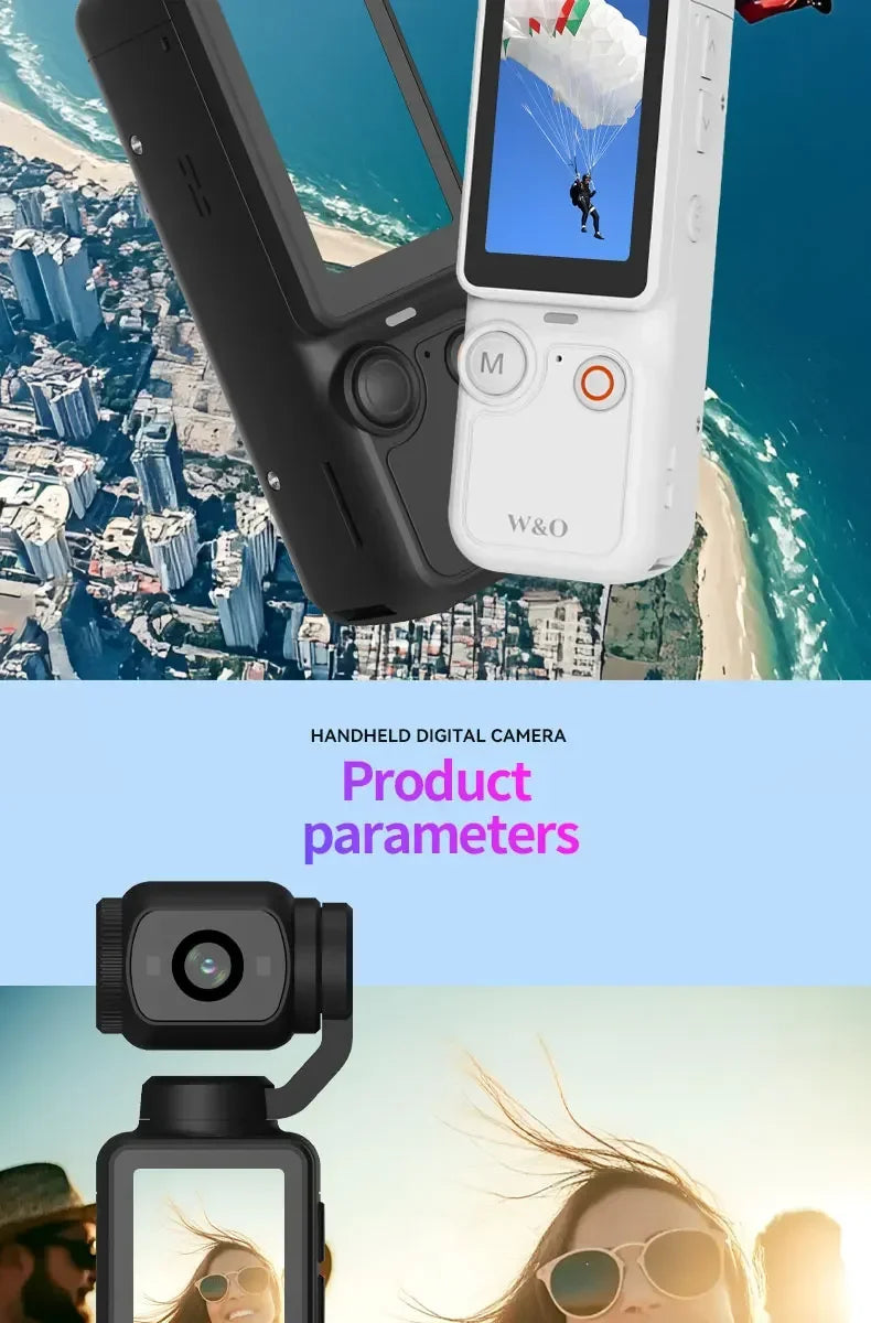 Action Camera 4k Handheld Pocket Digital Camcorder 3-axis Gimbal Stabilization IR Night Vision Vlog Videos Camera For Gift