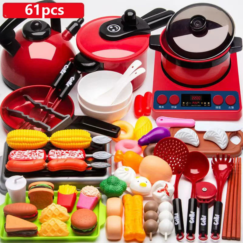Kids Pretend Play Kitchen Toys Simulation Food Barbecue Cooking Toys Children Educational Play House Interactive Toys For Girl by Trenches of Mariana