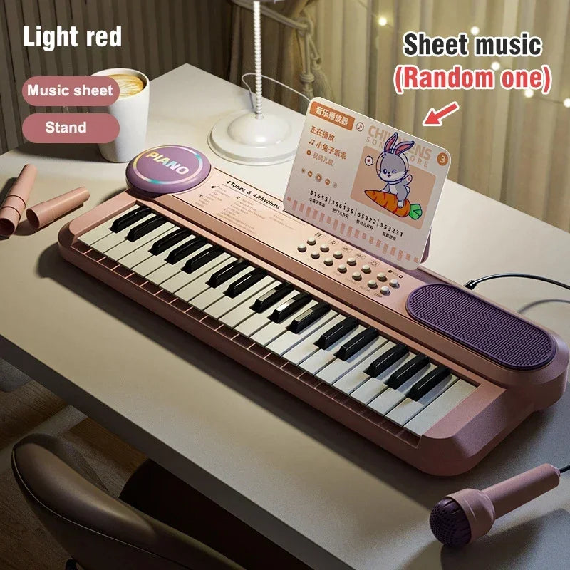 Kids Electric Piano 37 Baby Keyboard with Microphone Singing Songs Development Educational Toy Musical Instrument Games Children by Trenches of Mariana
