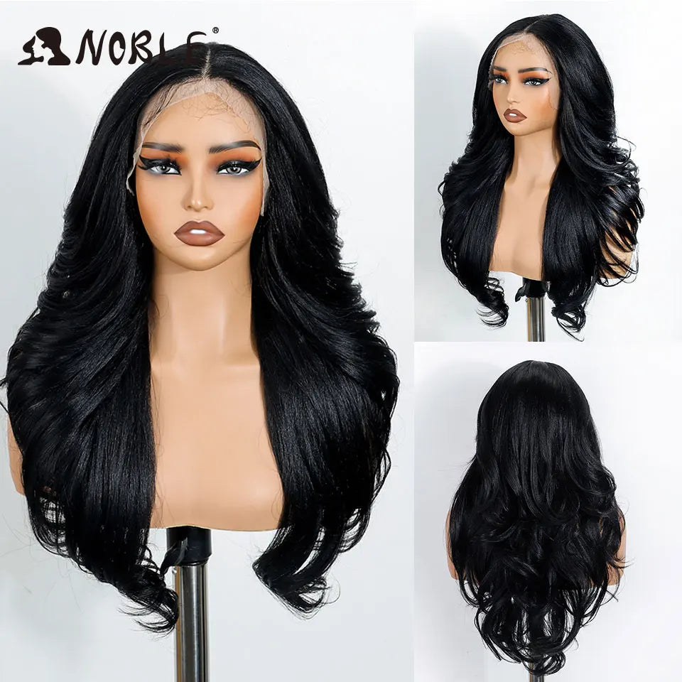 Noble Wig Synthetic Lace Front Wigs For Women Wigs Body Wave Lace Front Brown Blonde Wigs 24Inch Cosplay Lace Front Black Wig by Trenches of Mariana