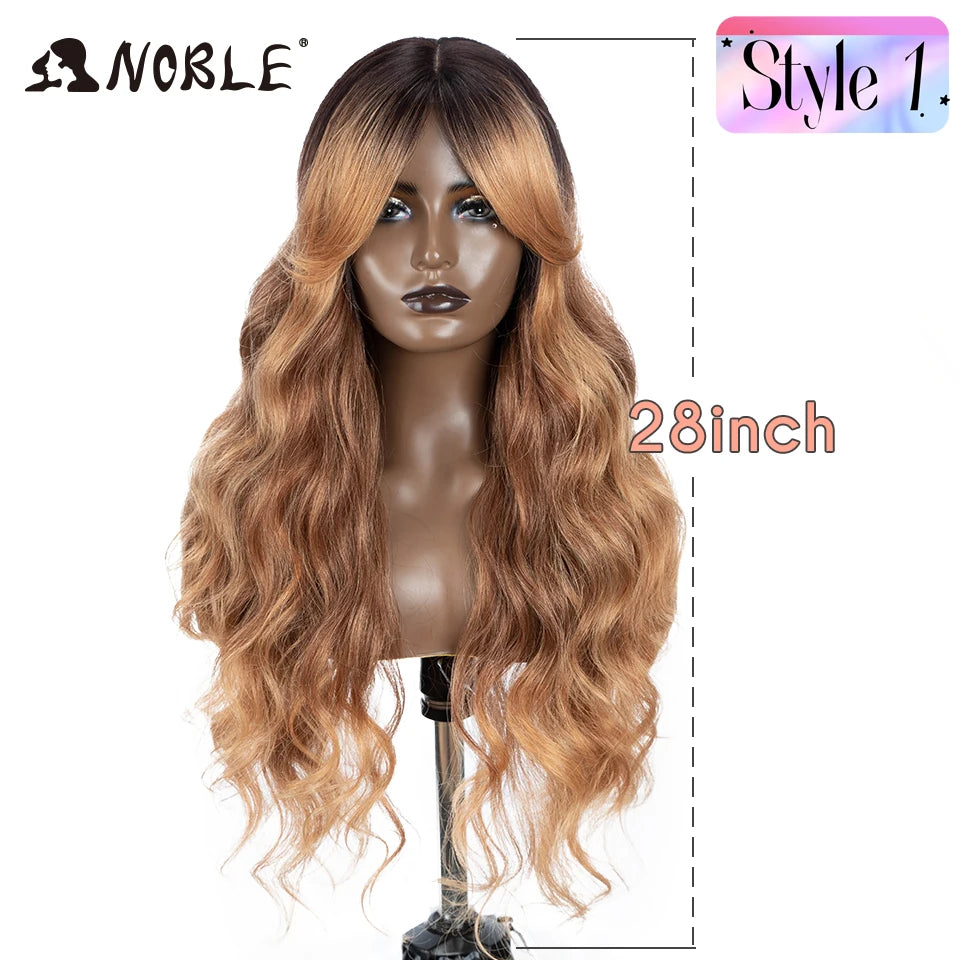 Noble Synthetic Lace Front Wig Long Wavy Side Part Body Wavy Lace Front Wig For Women Lace Front Wig Ombre Blonde Cosplay Wig by Trenches of Mariana