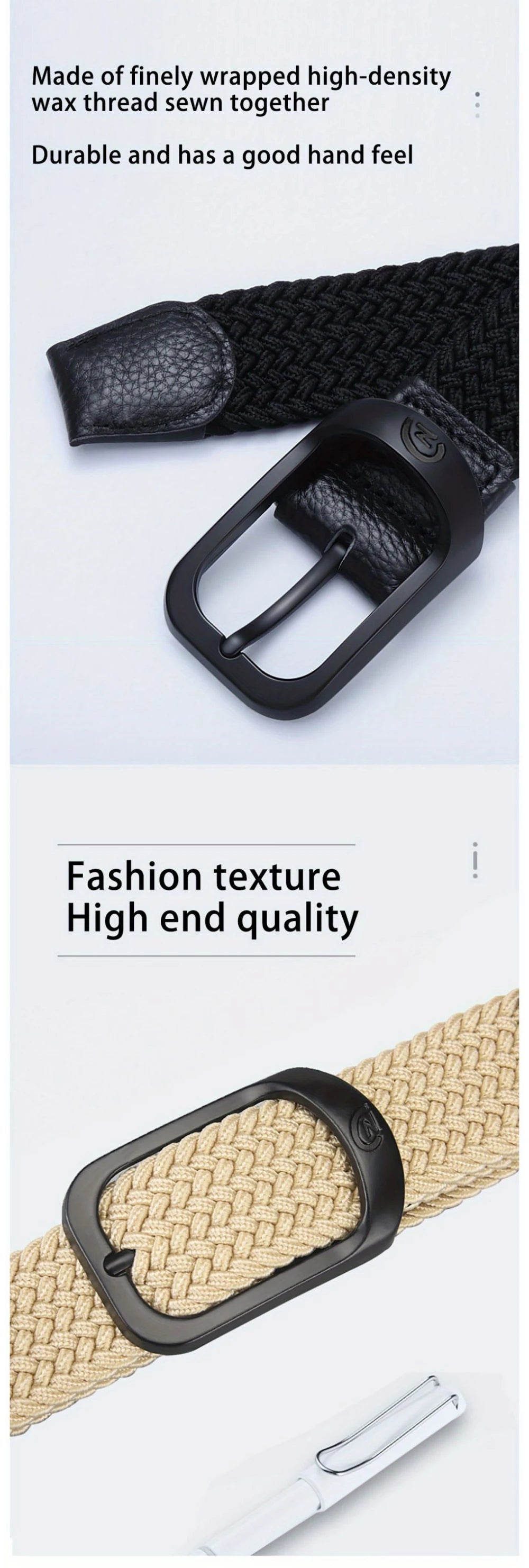 Trenches of Mariana men's and women's casual woven elastic belt with no punch holes, suitable for outdoor sports and climbing activities.