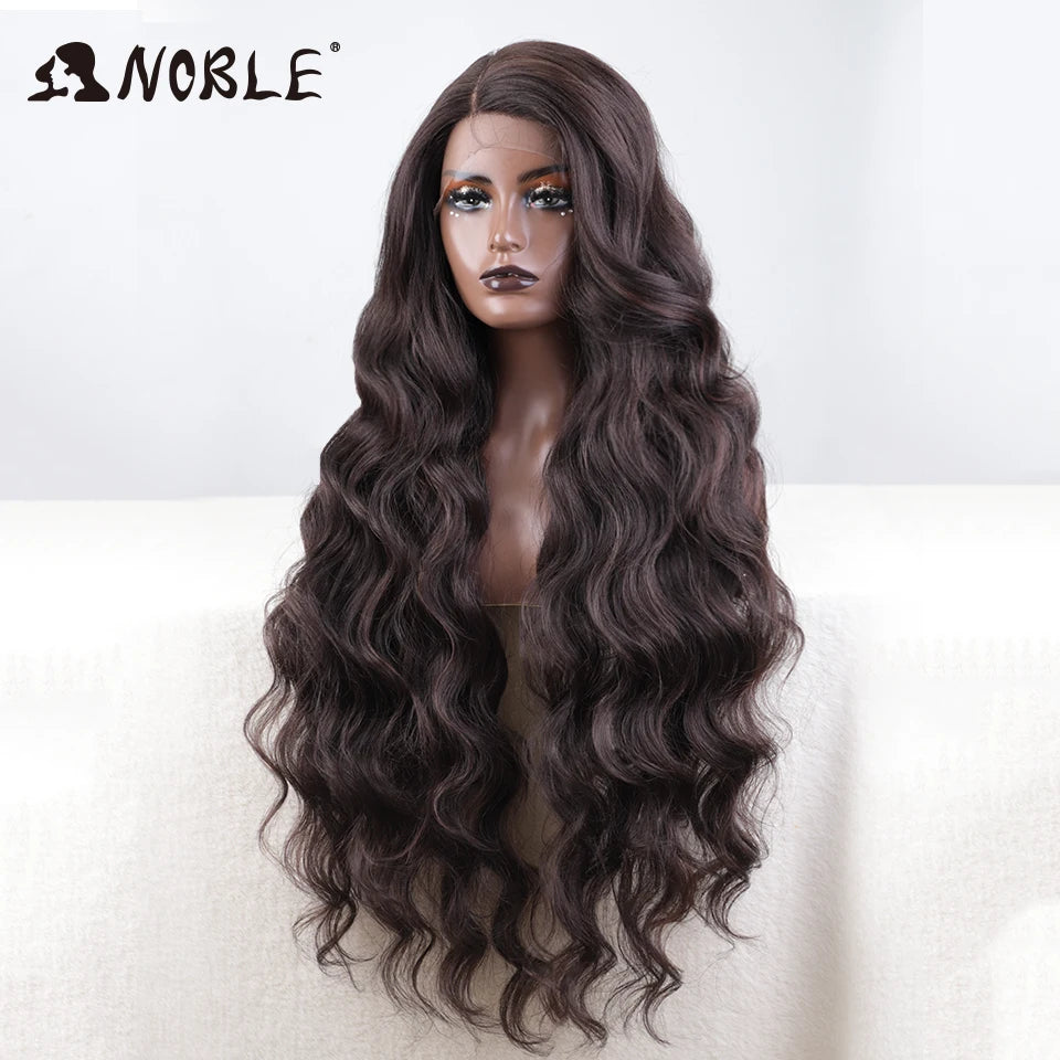 Noble Synthetic Lace Front Wig Long Wavy Side Part Body Wavy Lace Front Wig For Women Lace Front Wig Ombre Blonde Cosplay Wig by Trenches of Mariana