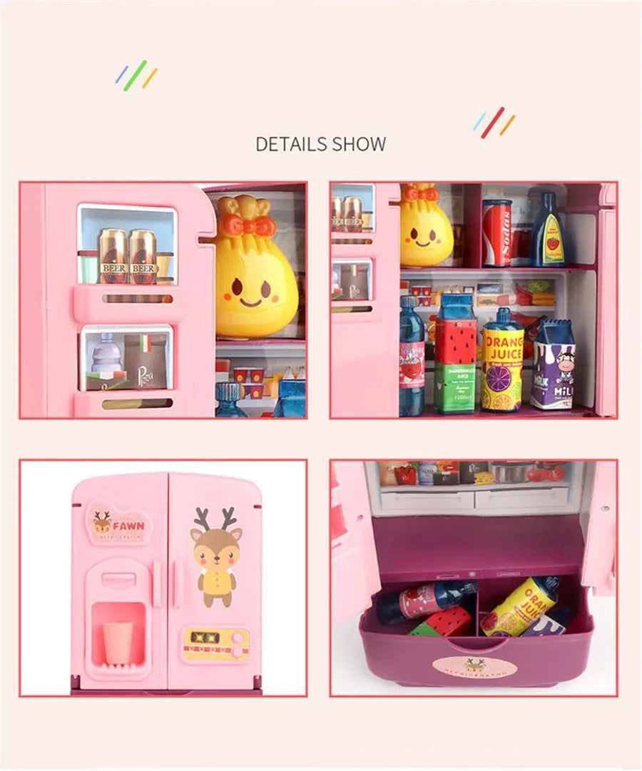 Kids Toy Fridge Mini Double Door Refrigerator Baby Toys Furniture Simulation Pretend Play Kitchen Toys Accessories Role Play by Trenches of Mariana
