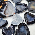 1pc Black Agate Heart-Shaped Geode Crystal - Hand-Carved Bohemian for Home Decor & Special Occasions by Trenches of Mariana