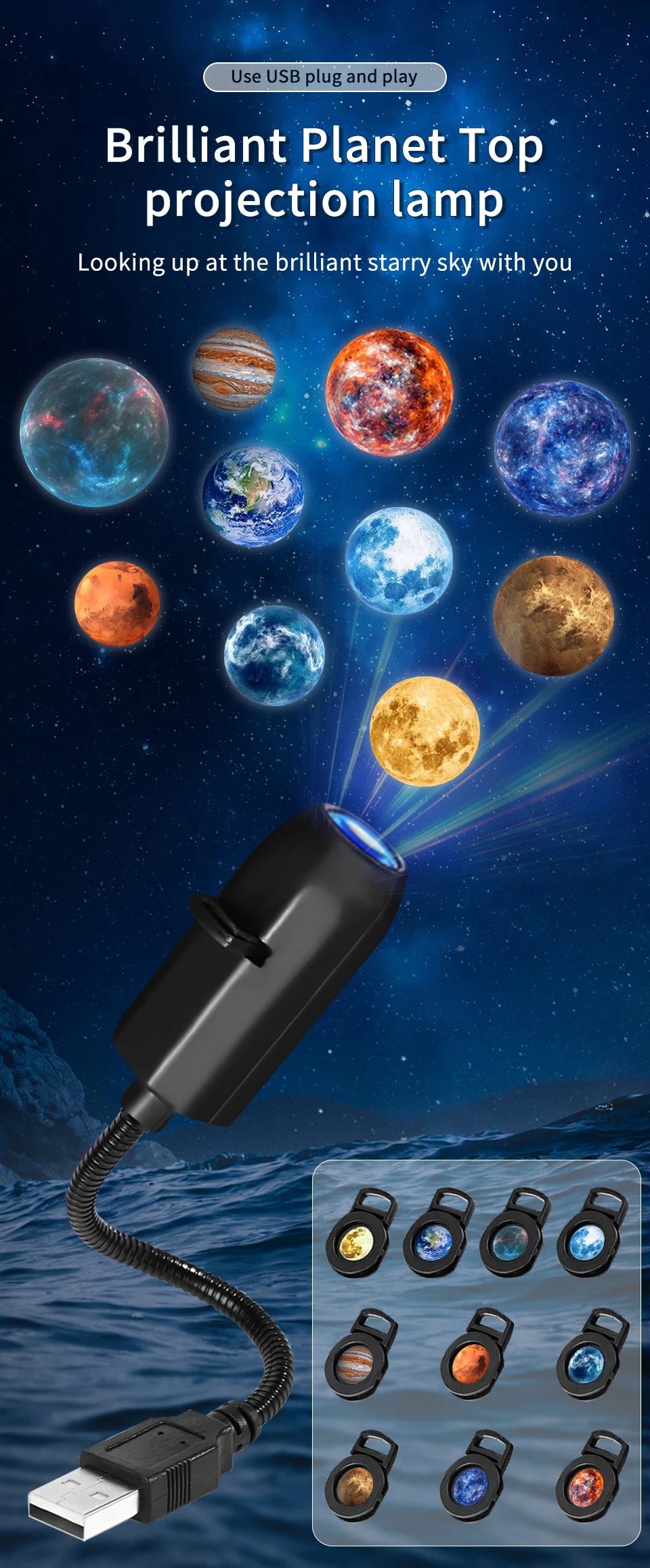 USB Projection Lamp Planet/Halloween/Christmas Theme Indoor Ceiling Projection Night Lamp For Room Wall Decoration Festival Gift by Trenches of Mariana