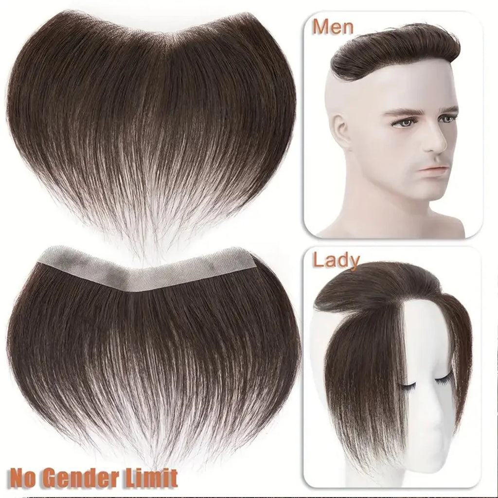 6 Inch Seamless Hairline Topper, Natural Look Replacement for Forehead Fringe & Hairline, Invisible Edge Adhesive Hair Extension