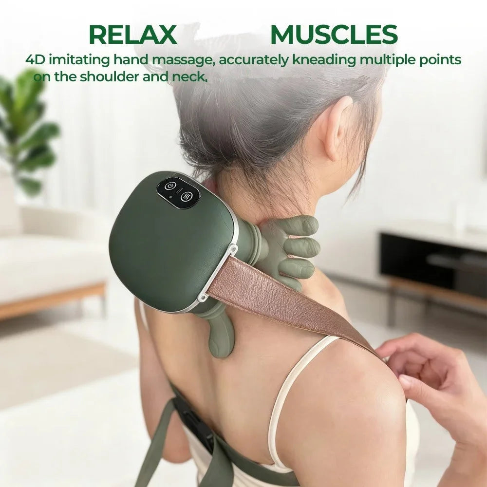 Neck Massager Portable Rechargeable Shoulder Cervical Massager Real Hand Kneading Soreness Relief Massager For Home Travel by Trenches of Mariana