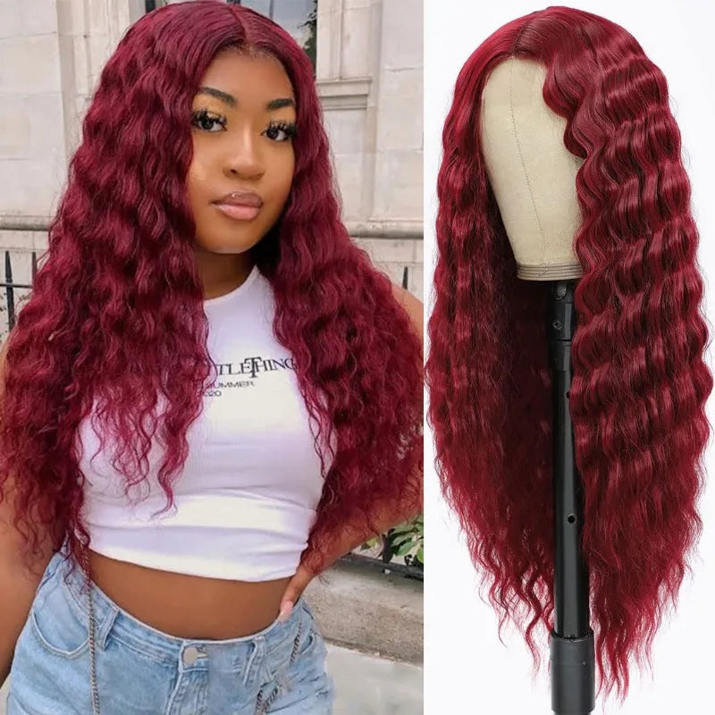 Lace Front Curly Wig Long Loose Deep Wave Synthetic Honey Blonde for Women Hair Replacement Natural Crimps Heat Resistant