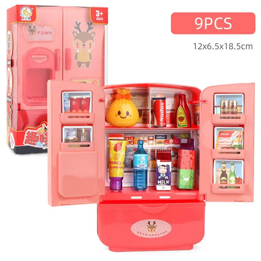 Kids Toy Fridge Mini Double Door Refrigerator Baby Toys Furniture Simulation Pretend Play Kitchen Toys Accessories Role Play by Trenches of Mariana