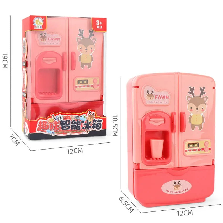 Kids Toy Fridge Mini Double Door Refrigerator Baby Toys Furniture Simulation Pretend Play Kitchen Toys Accessories Role Play by Trenches of Mariana