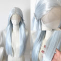 White Blue Lace Front Wig 13x4 HD 26inch Long Straight Synthetic