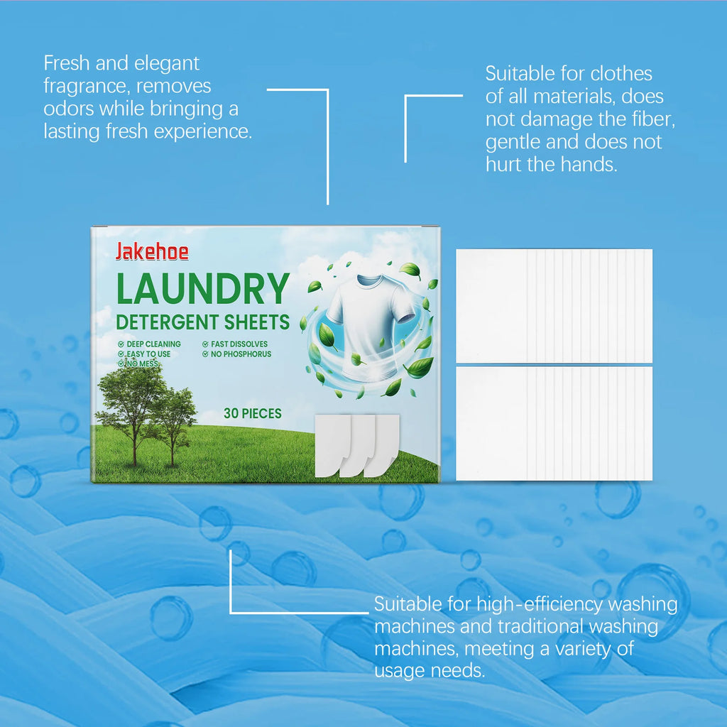Eco-friendly Trenches of Mariana laundry detergent sheets for sensitive skin in compact pods with a long-lasting fresh scent.