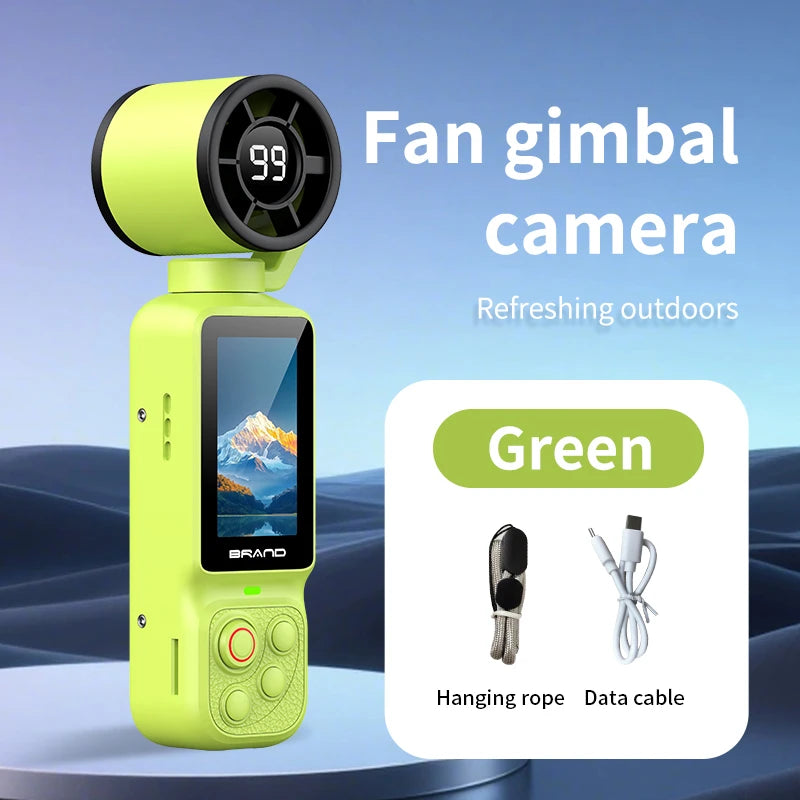 Lenovo Handheld Fan Gimbal Camera 2-in-1 With Power Display, Anti Shake Recording Lens Rotatable Handheld Gimbal Pocket Camera