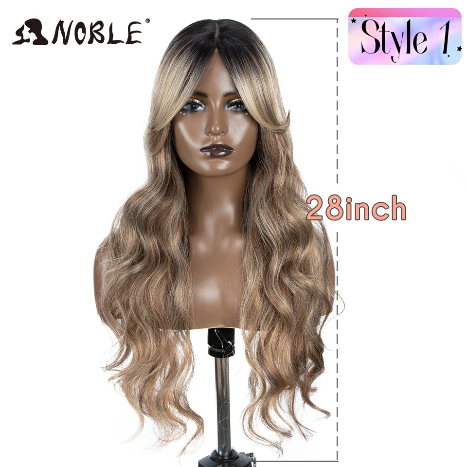 Noble Synthetic Lace Front Wig Long Wavy Side Part Body Wavy Lace Front Wig For Women Lace Front Wig Ombre Blonde Cosplay Wig by Trenches of Mariana