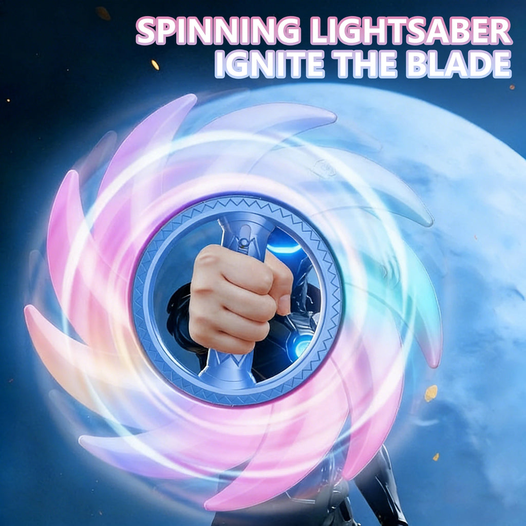 Glowing Rotating Lightsaber, Swinging and Spinning Light Saber with Cool Sound & Light Effects, Rechargeable Spinner Toy by Trenches of Mariana