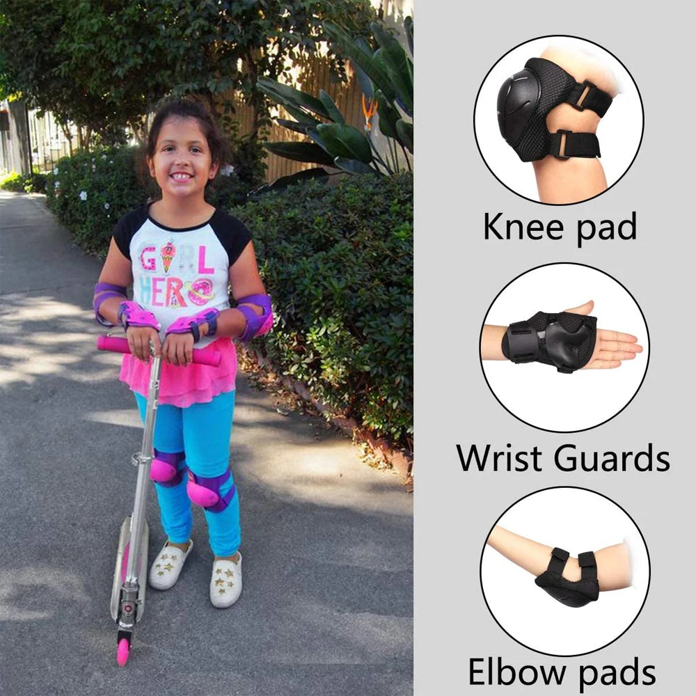Kids Knee Pads Elbow Pads Age 3-7 Toddler Boys Girls, 6 In 1 Protective Gear Safety Set with Wrist Guard for Skating Cycling New by Trenches of Mariana